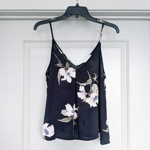 Lush navy blue floral tank top